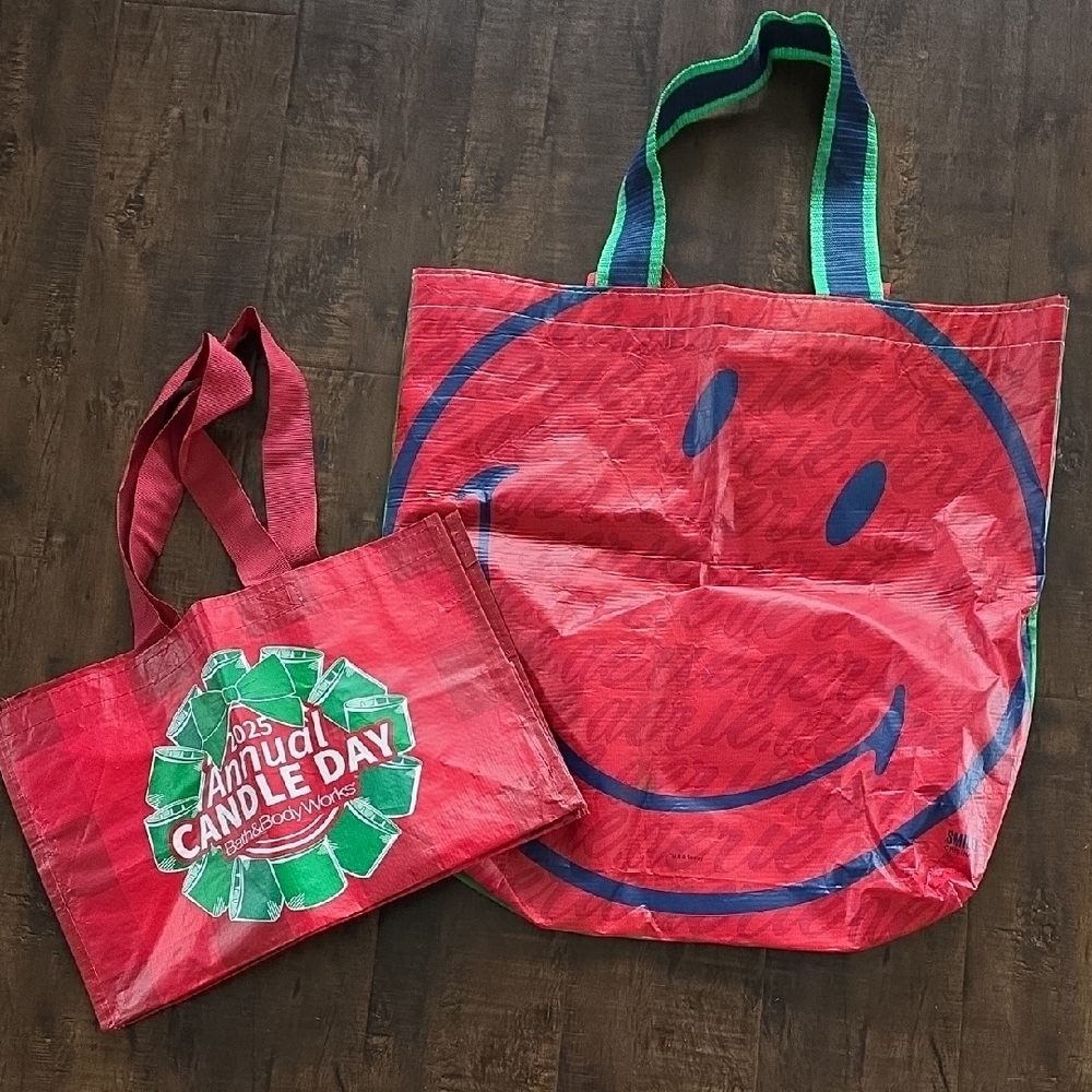 Red Smiley Face and Candle Day Tote Bag 5/$15